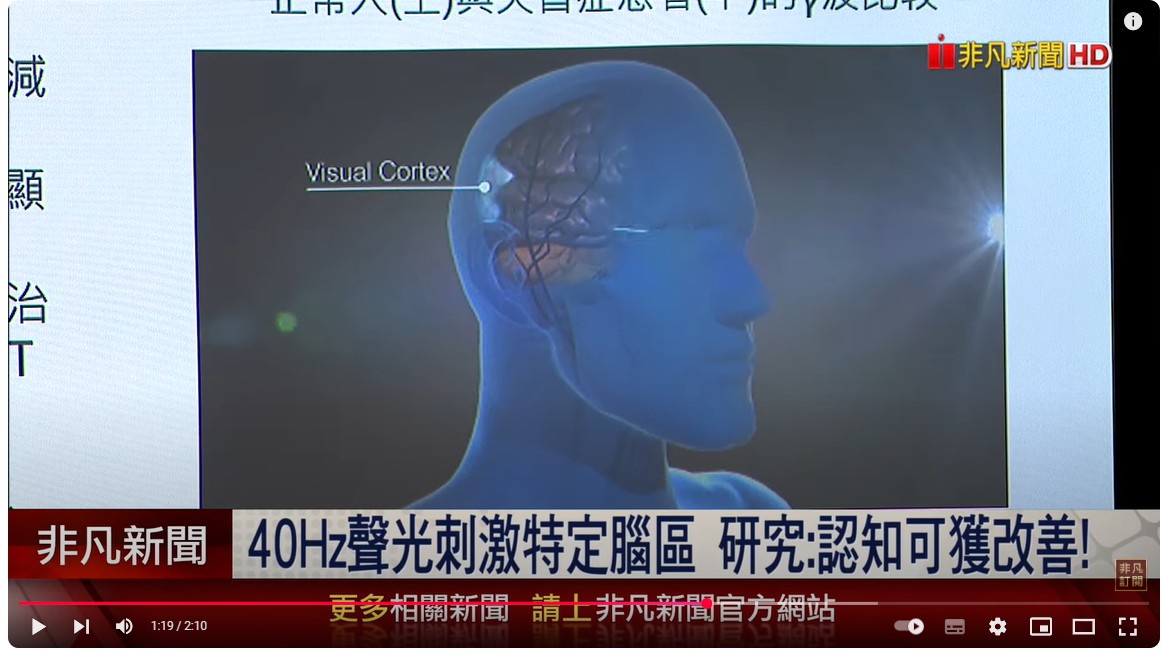 國內外研究證實 40Hz聲光刺激特定腦區可改善認知! 
